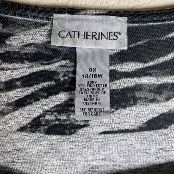 Catherines Top Womens Black & Gray14/16W Artsy Pullover Tunic - Picture 2 of 12